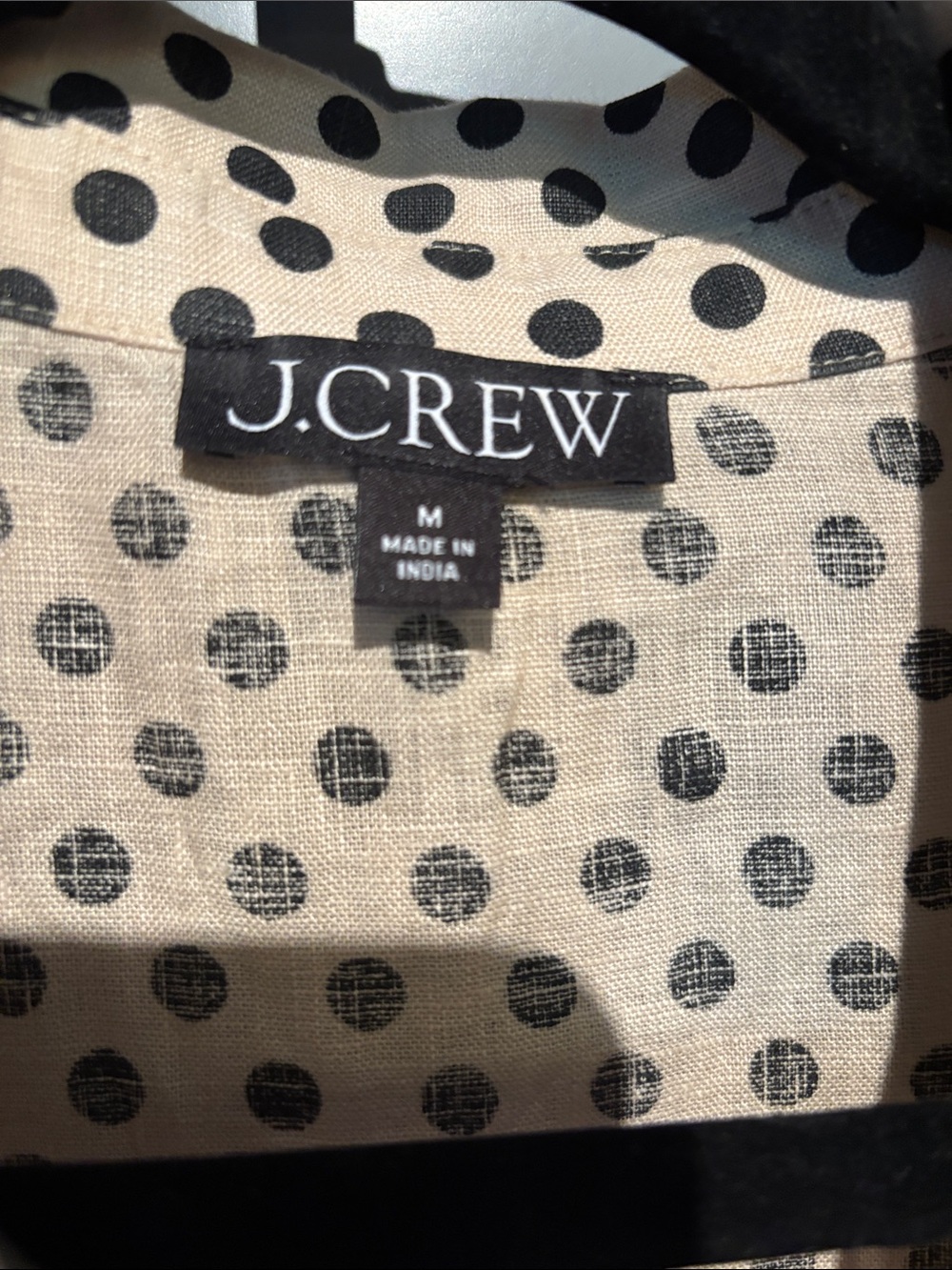 J. Crew Cream and Black Polka Dot Short Sleeve Collared Dress - Picture 4 of 5